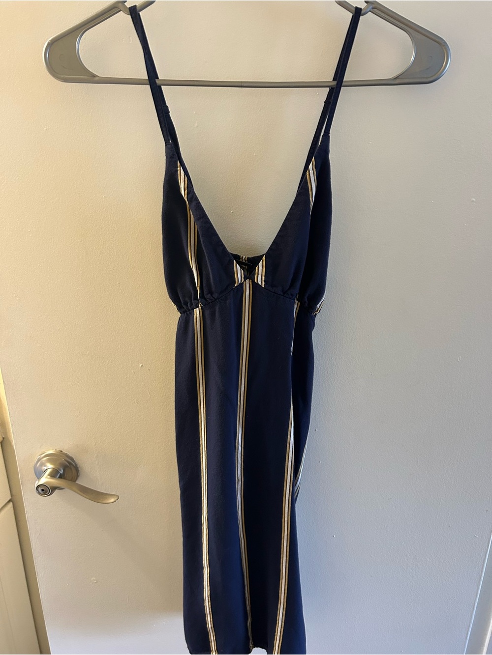 Volcom navy midi slip dress with cream stripes